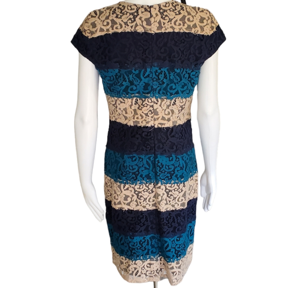 🦜 2/$10 Ann Taylor Lace Stripe Multicolor Dress. Sz.4. - Picture 5 of 11